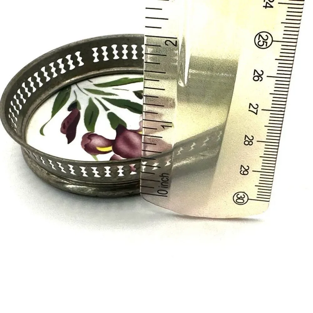 Vintage hand painted floral coaster/ saucer